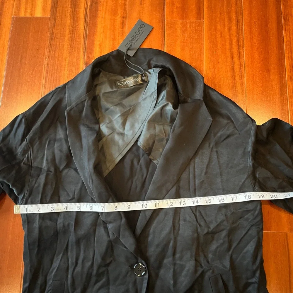 Foxblood Black Blazer‎ Top Jacket Solid Viscose Single Button New XS Extra Small